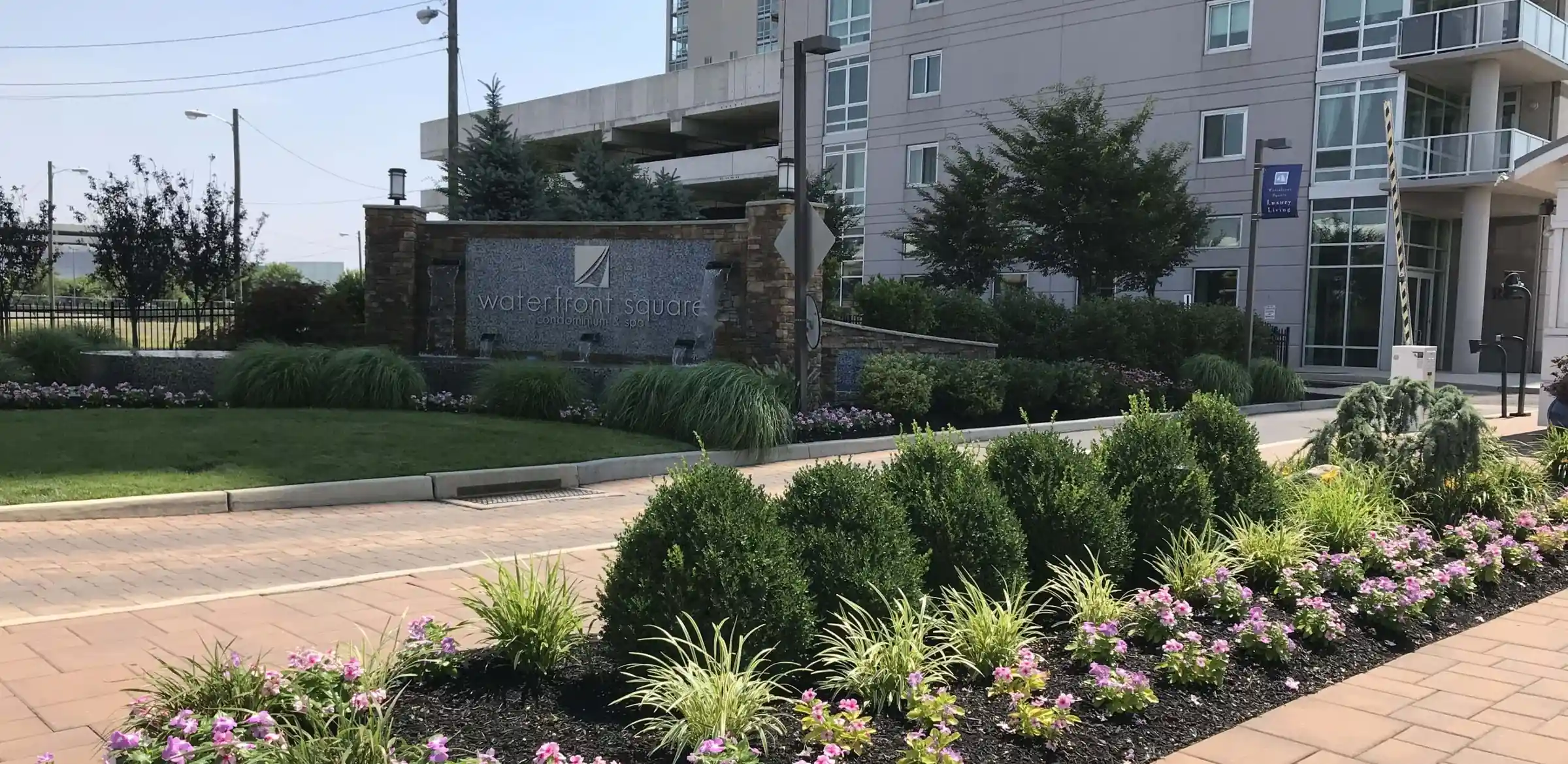 Commercial property grounds maintained by MJ Landscapers